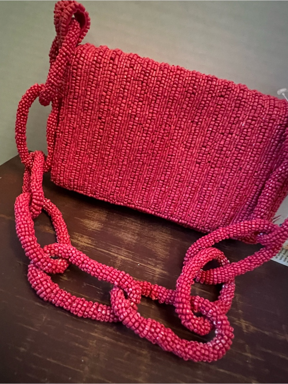 Beaded Pink Chain-Link Crossbody Bag - Picture 2 of 8